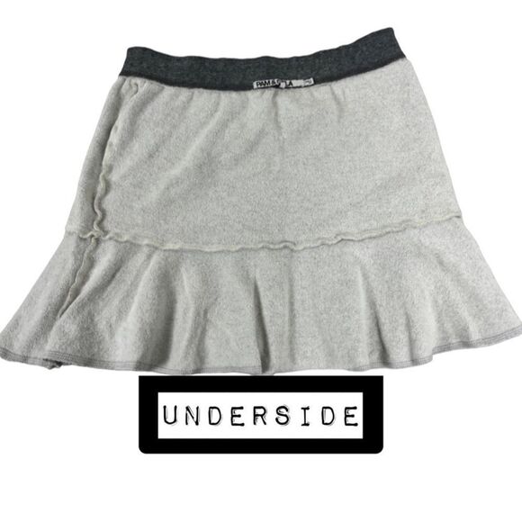 Pam & Gela Terry Cloth Pull-on Peplum Style Skirt Light Gray Ladies Size Large - Picture 3 of 7